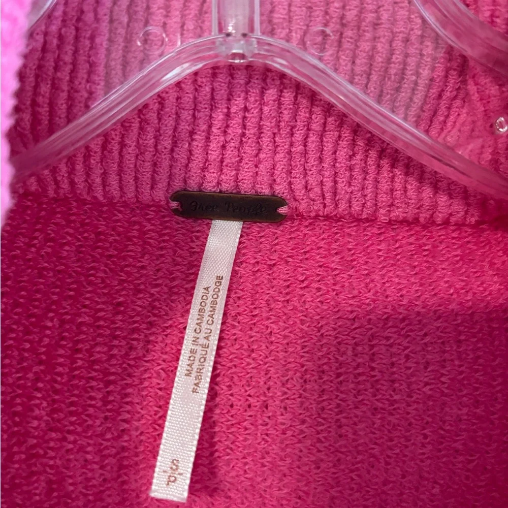 Free People Bright Pink Cowl Neck Sweater
